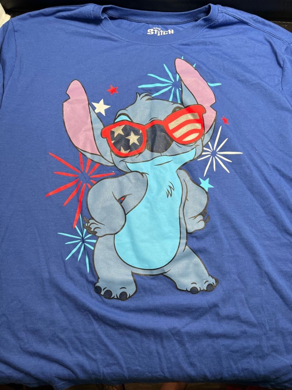 Disney Stitch 4th of July Patriotic Graphic Tee Shirt XL Red White Blue USA
